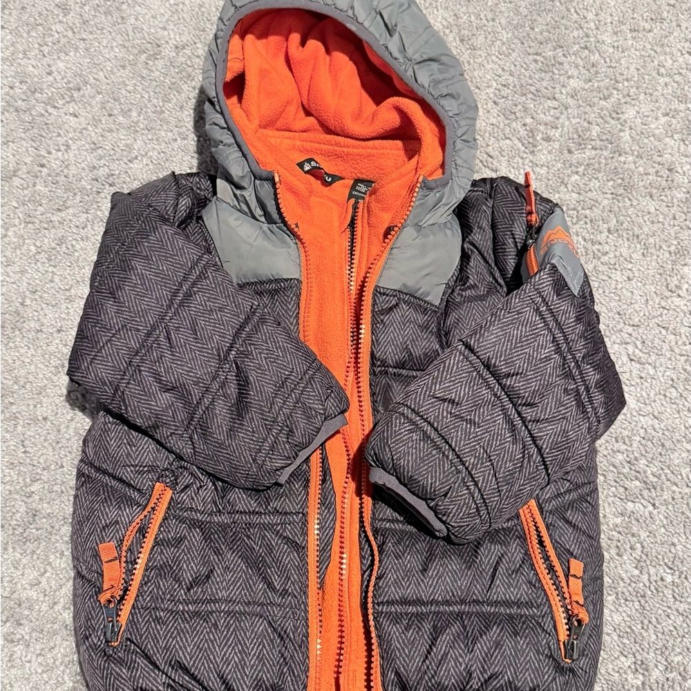 EUC Snozu Orange and Gray Fleece Jacket